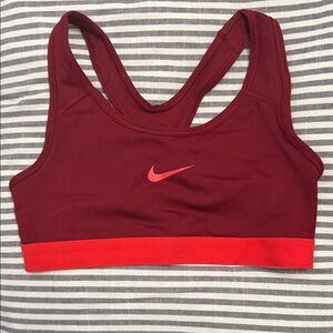 Nike Women's Burgundy Sports Bra with Red Band